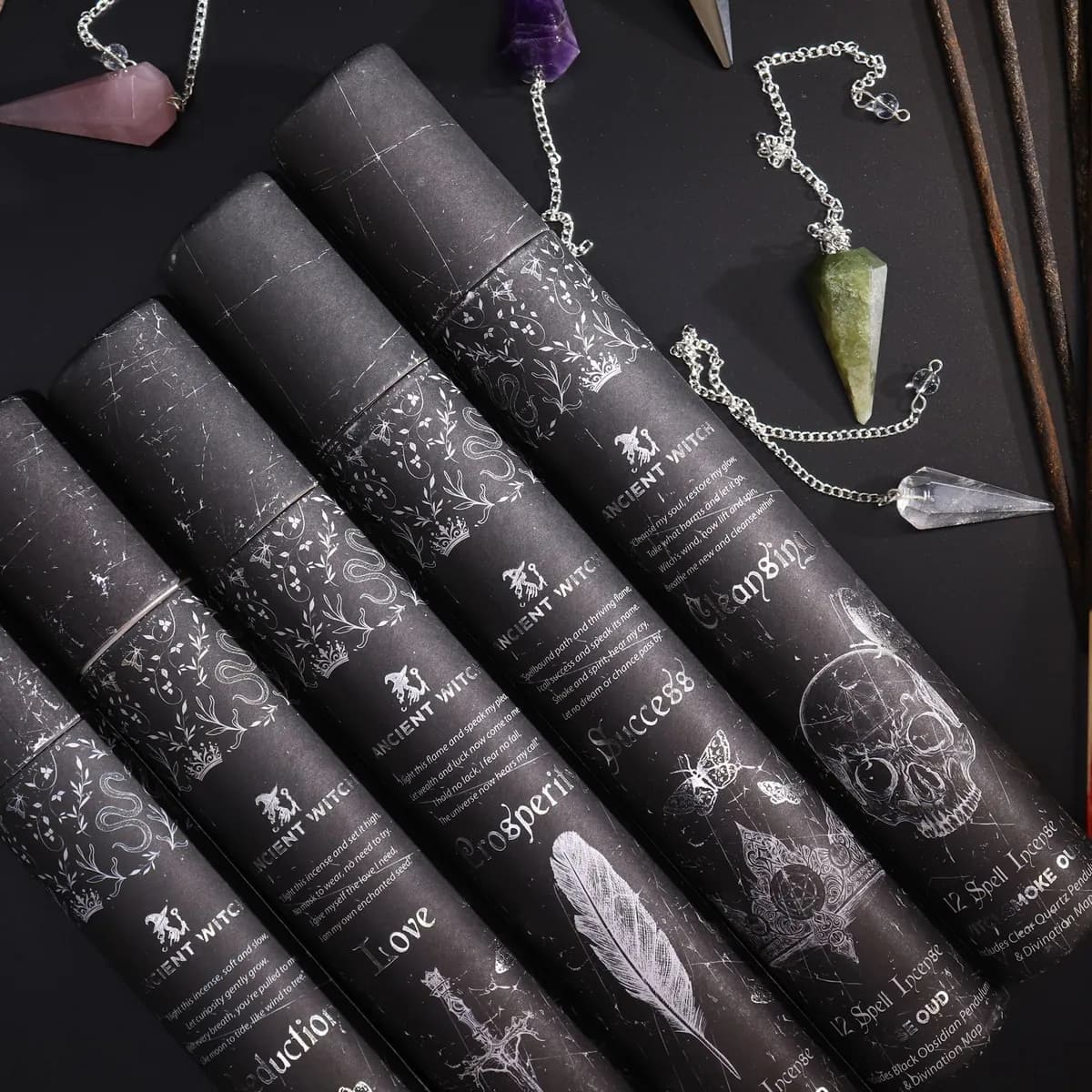 Ancient Witch Spell Incense - Prosperity - Aventurine Pendulum